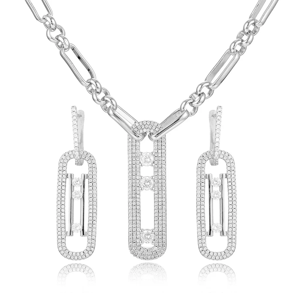 Комплект из колье и серёг с геометрическим узором|Ювелирные наборы| |