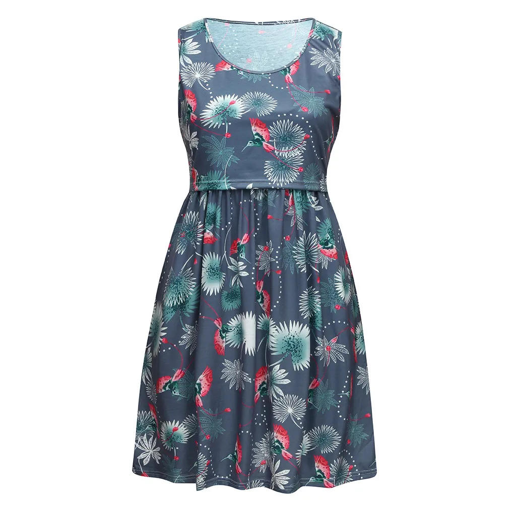 Women Nursing Dress Clothes Sleeveless Pregnant Maternity Flower Pregnancy Casual 2019 Summer Cloth | Мать и ребенок