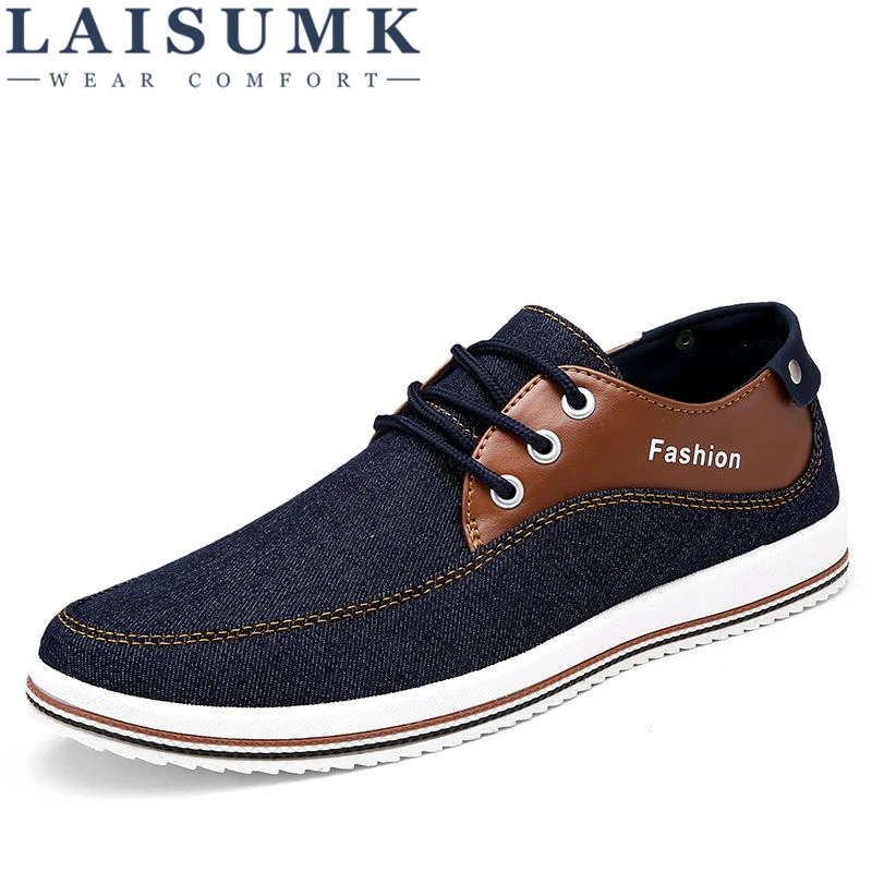 

2020 LAISUMK Spring Summer Comfortable Casual Shoes Mens Canvas Shoes For Men Lace-Up Brand Fashion Flat Loafers Shoe