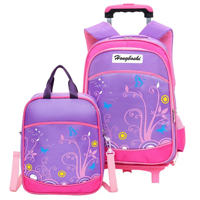 Purple 2 Wheels Хит, рюкзак на колесиках для мальчиков, школьная сумка для девочек, Детский чемодан для путешествий, чемодан на колесиках, Детская сумка на колесиках, съемная сумка для книг - Цвет: Purple 2 Wheels