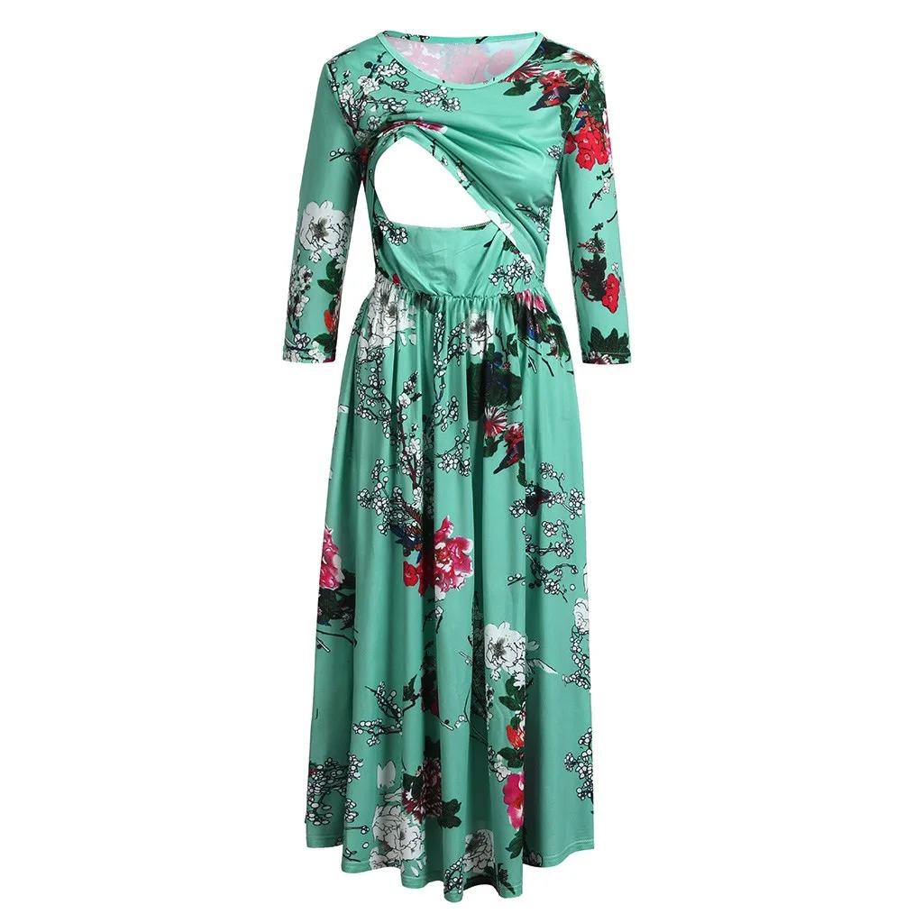 Платье для кормящих матерей топ с длинным рукавом цветочное зимнее платье