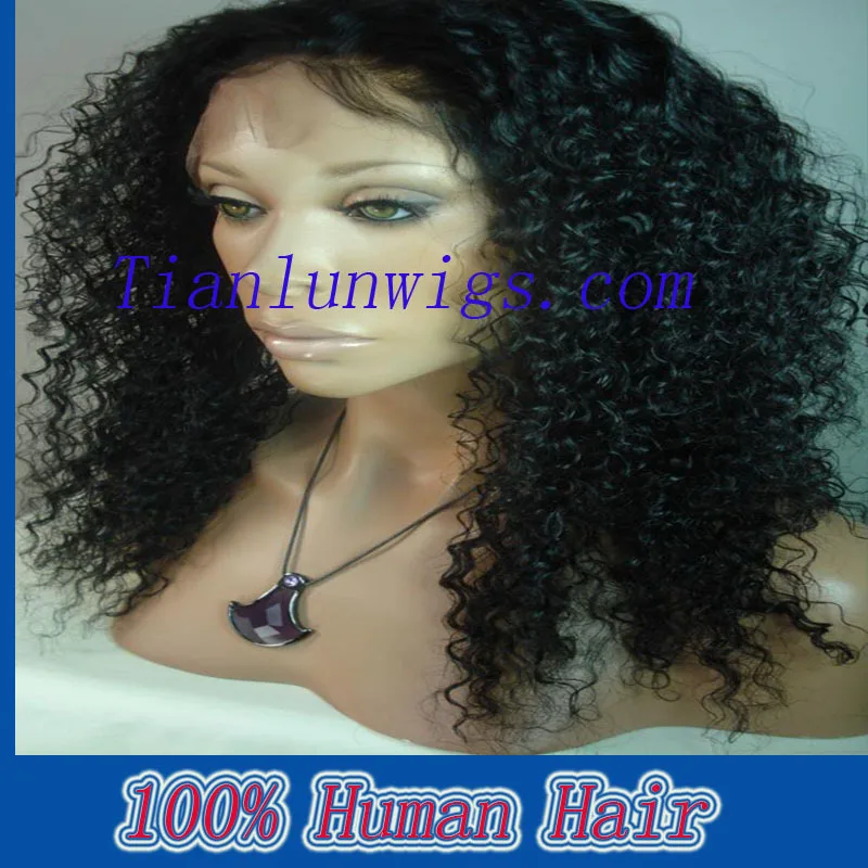 100% бразильского виргинские реми волос фронта парики Вьющиеся человеческих 18