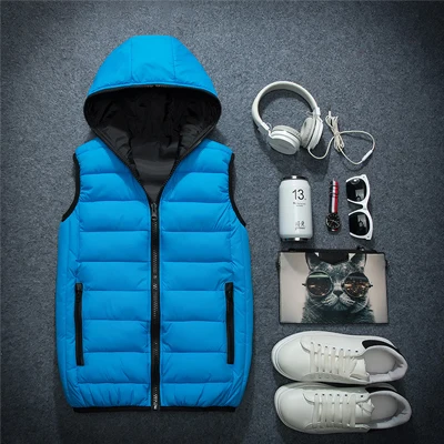 Blue UNIVOS KUNI, теплый мужской жилет, Новое поступление, брендовый, Осень-зима, мужской однотонный жилет без рукавов, большой размер 3XL Q6028 - Цвет: Blue