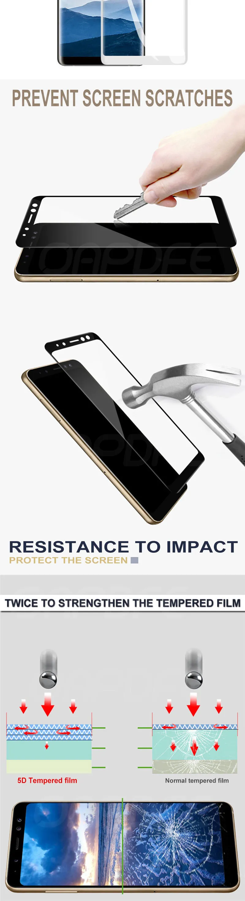 3D Защитная пленка для экрана из закаленного стекла для samsung galaxy J2 J3 J4 J6 J7 J8 безопасная защита экрана для samsung A5 A6 A7 A8 плюс