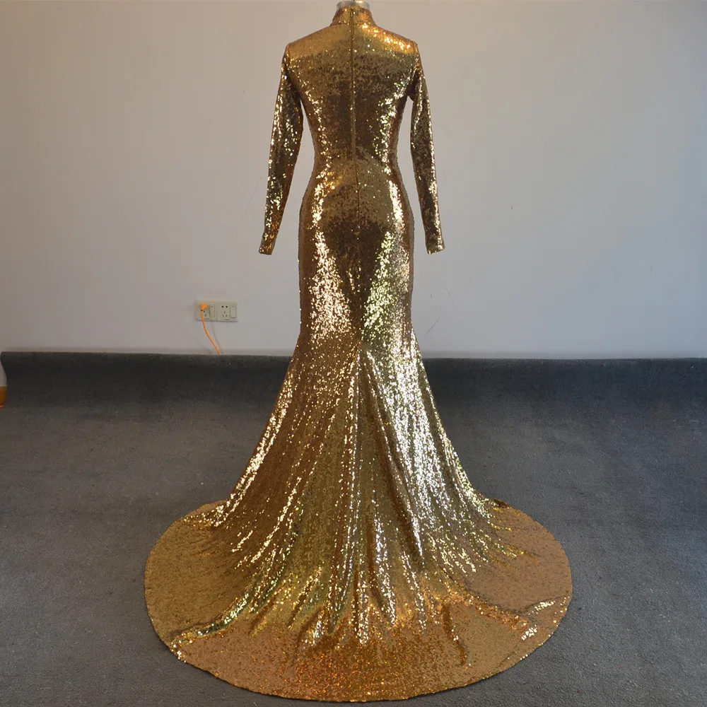 Robe De Soiree роскошное платье для выпускного вечера с золотыми пайетками и