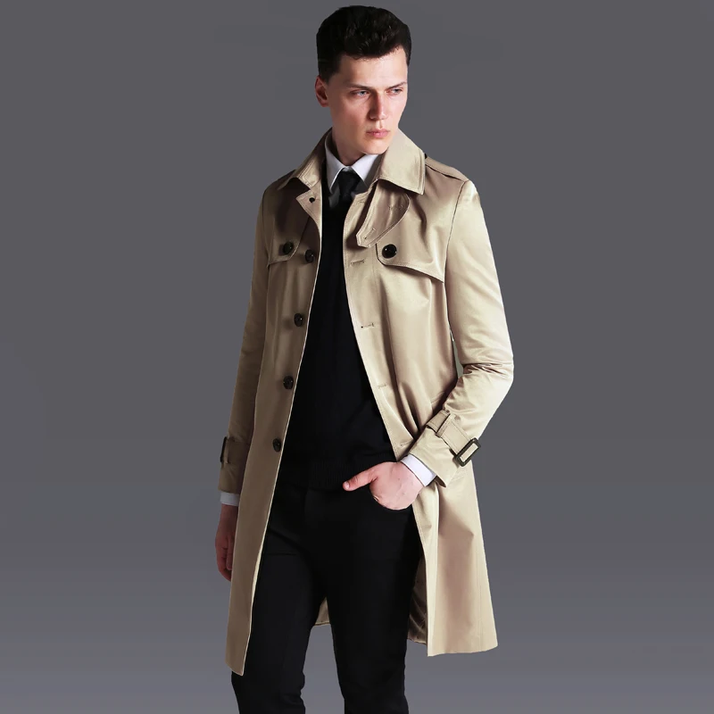 

Minglu протектор длинные Стиль Мужские плащ класса люкс Однобортный однотонные Mens Jackets And Coats размера плюс 6xl сезон весна-осень; Мужская ветровк...