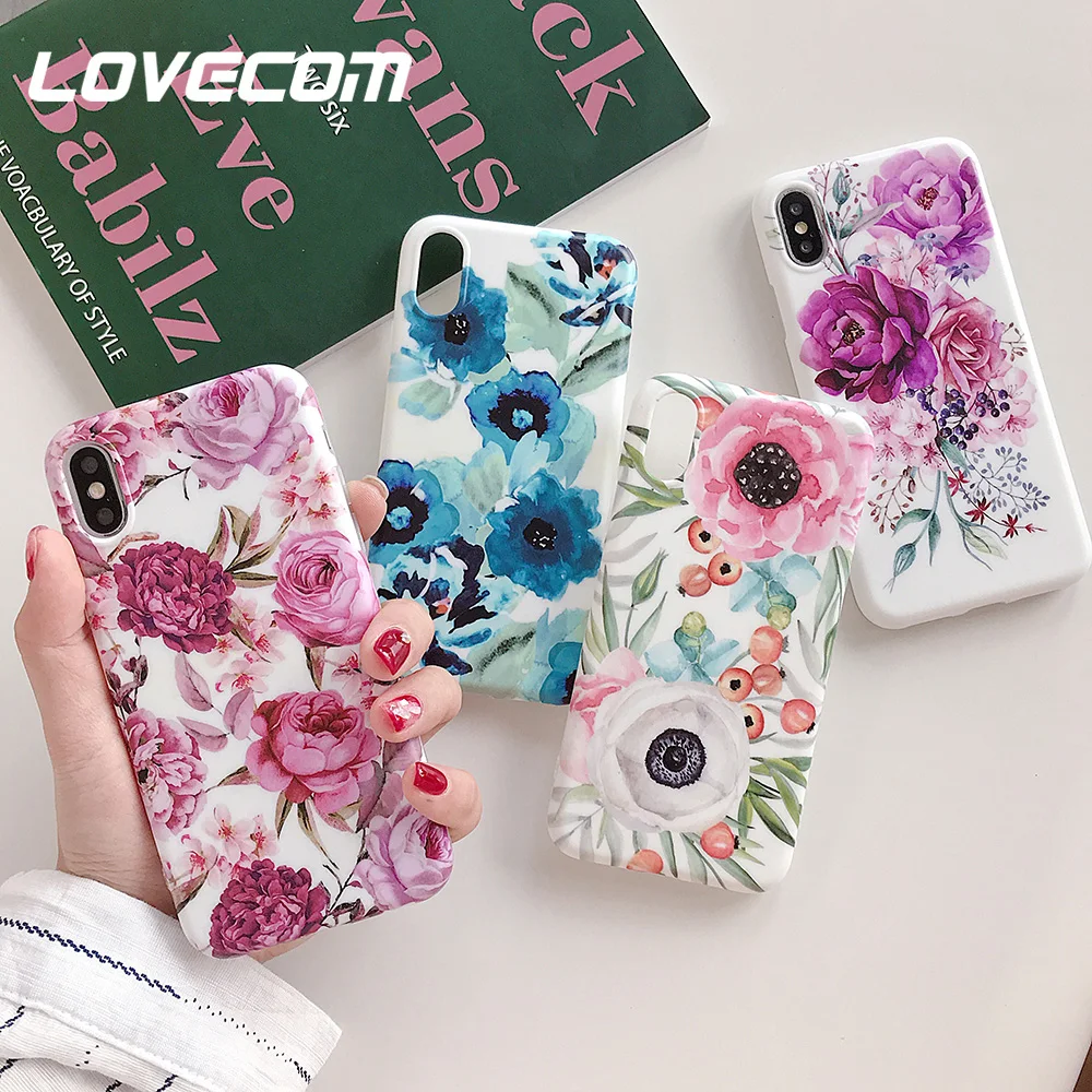 LOVECOM винтажные чехлы с цветками для телефонов iPhone 11 Pro Max XS XR 6 6S 7 8 Plus X мягкий IMD