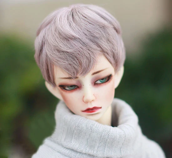 

BJD doll hair wigs light pink gray mixed High-temperature wire natural curly short wigs for 1/3 1/4 BJD DD SD MDD MSD doll wigs