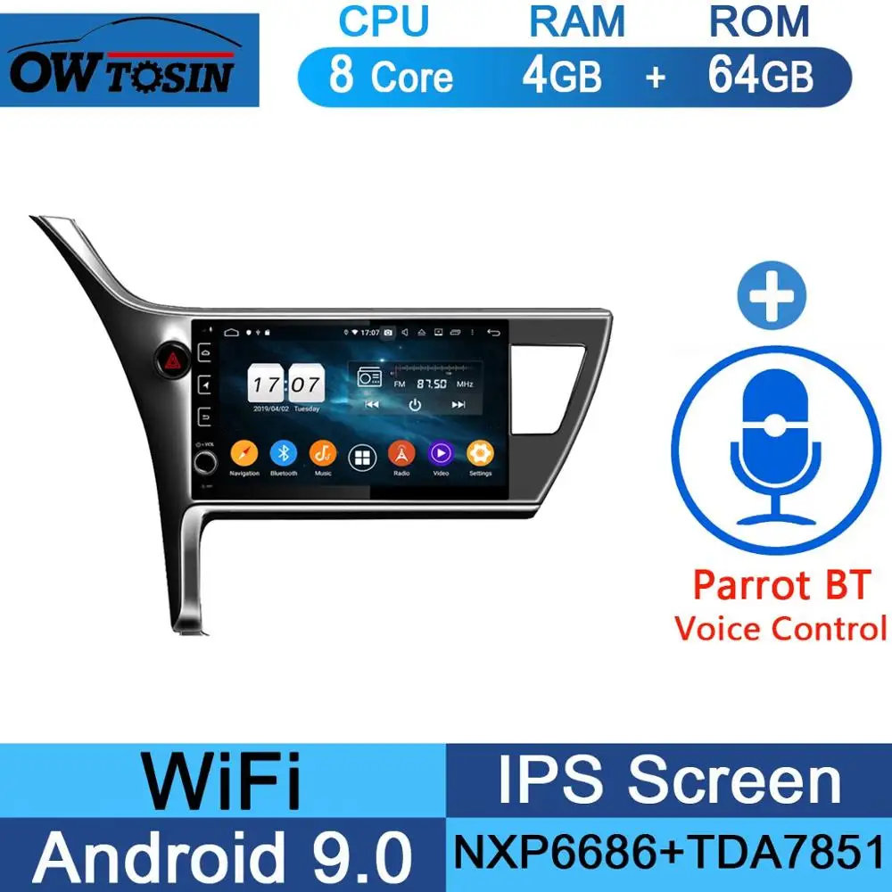 10," ips 8 Core 4G+ 64G Android 9,0 автомобильный DVD плеер gps мультимедийное радио для Защитные чехлы для сидений, сшитые специально для Toyota Corolla LHD CarPlay попугай - Цвет: 64G Parrot BT