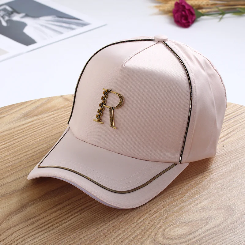 01906-jiejia Silk fabrics Metal R Letter VISORS cap men women baseball hat