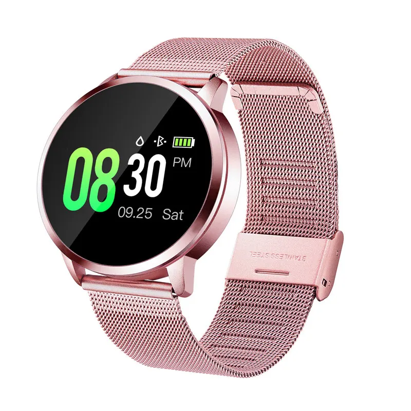 Upgrade Rose Steel Обновленная новая одежда Q8 0,95 дюймов Смарт часы OLED цветной экран кровяное давление частота сердечных сокращений для Android iOS мужские и женские наручные часы - Цвет: Upgrade Rose Steel