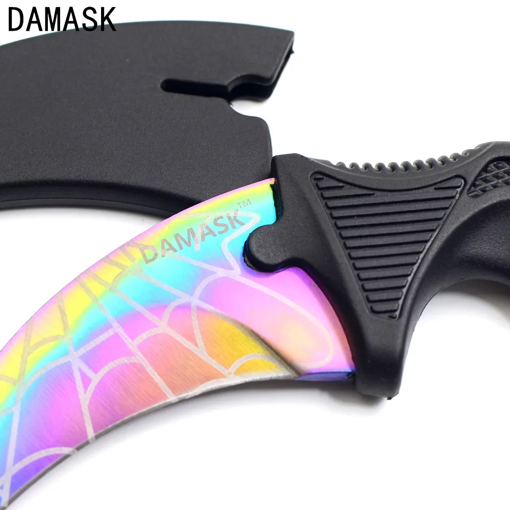Дамасская нержавеющая сталь открытый нож Карманный Karambit выживание охота