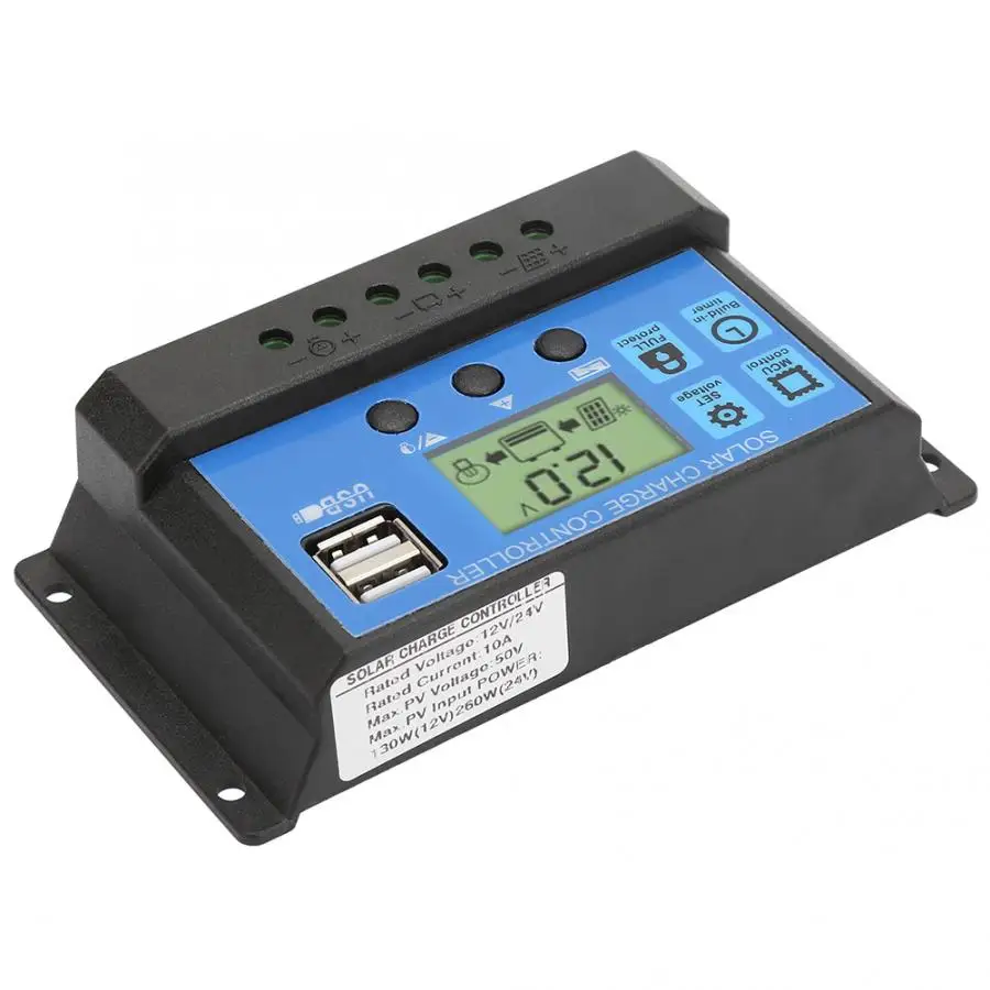 10A 20A 30A автоматический Солнечный контроллер заряда с двойным usb портом ЖК дисплей