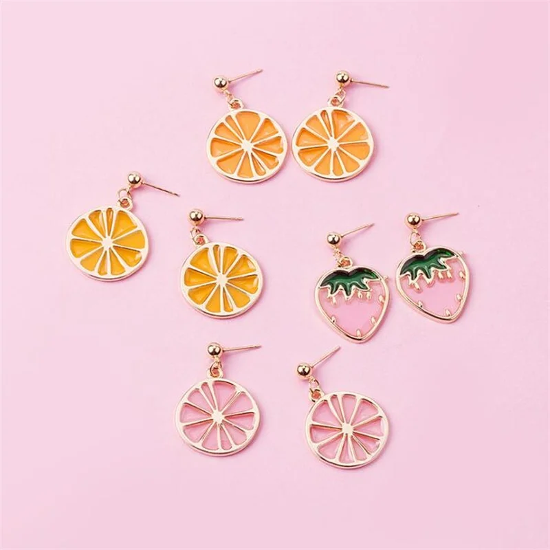Милые маленькие серьги в Корейском стиле милые виде арбуза ананаса летние