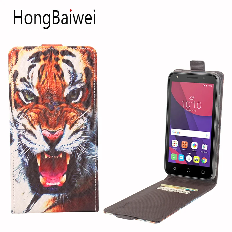 Filp чехол для Alcatel One Touch Pixi 4 5045X 3D тигровый узор вертикальный Idol 2 Mini Shine Lite
