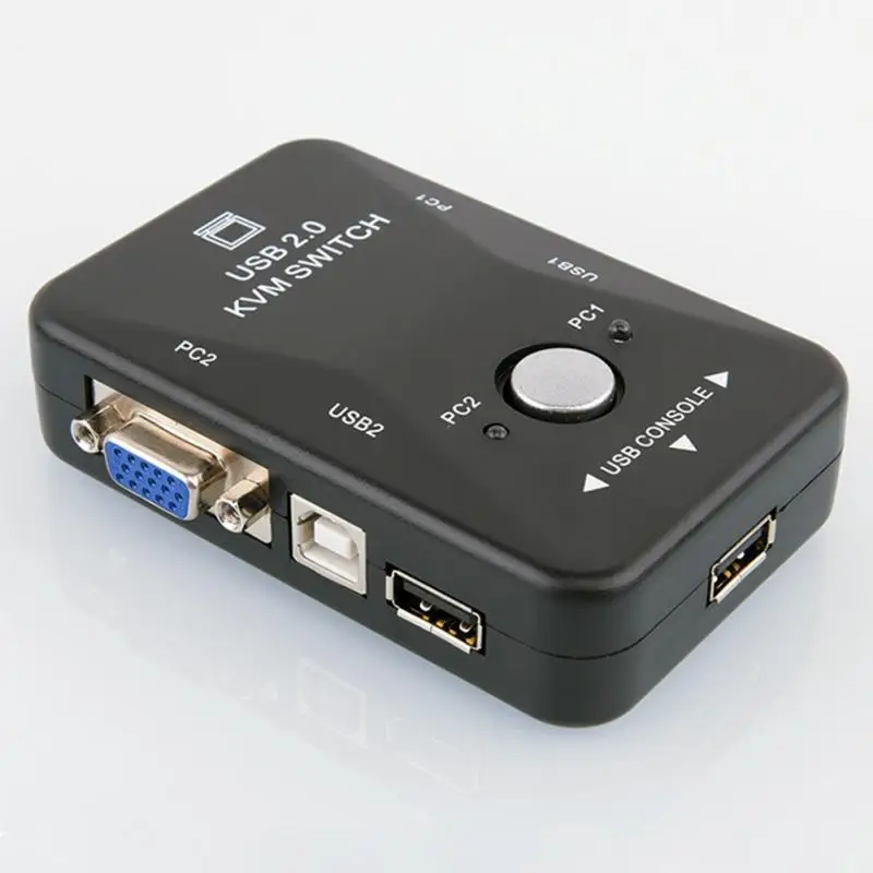 Коммутатор Мышь USB2.0 2-Порты и разъёмы адаптер распределительной коробки для клавишных инструментов монитор видео KVM 1920*1440 Прямая