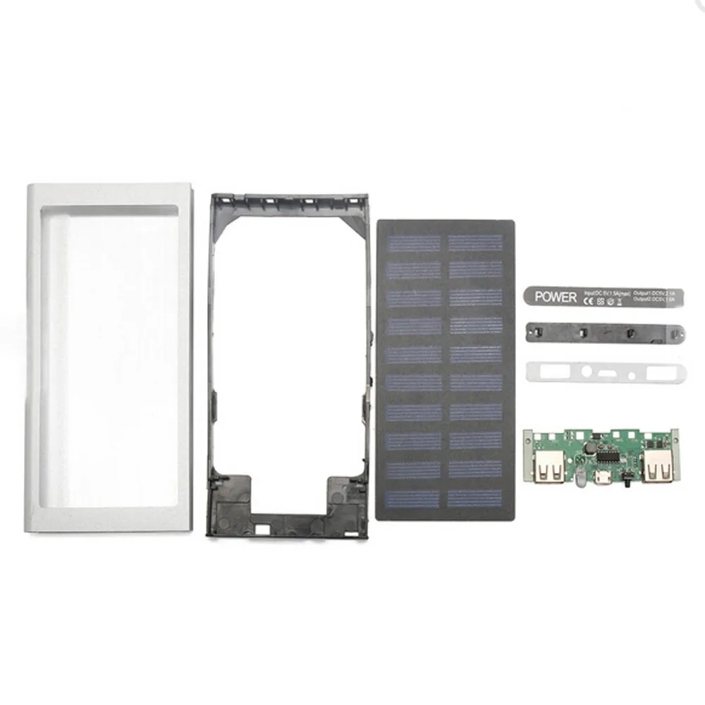 Внешний аккумулятор на солнечной батарее 2 USB LED портативное зарядное устройство