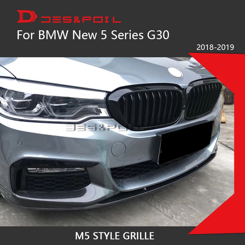 Черная сетчатая Решетка переднего бампера для BMW 5 серий G30 M5 Style двойная планка