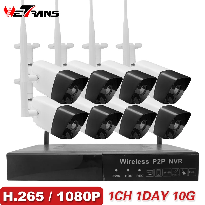 Wetrans безопасности камера системы беспроводной P 1080 H265 Wi Fi NVR домашнего наблюдения