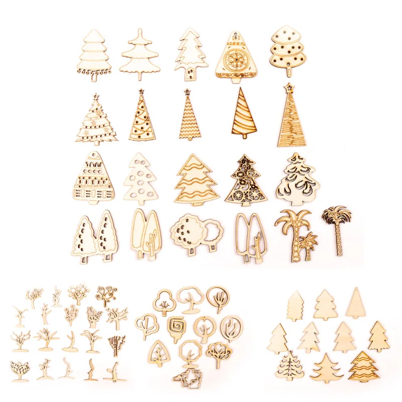 Деревянные аксессуары для скрапбукинга Four Seasons с различными узорами деревьев
