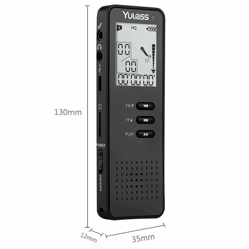 Цифровой диктофон Yulass 8 ГБ профессиональный портативный с MP3 плеером/TF картой до 64