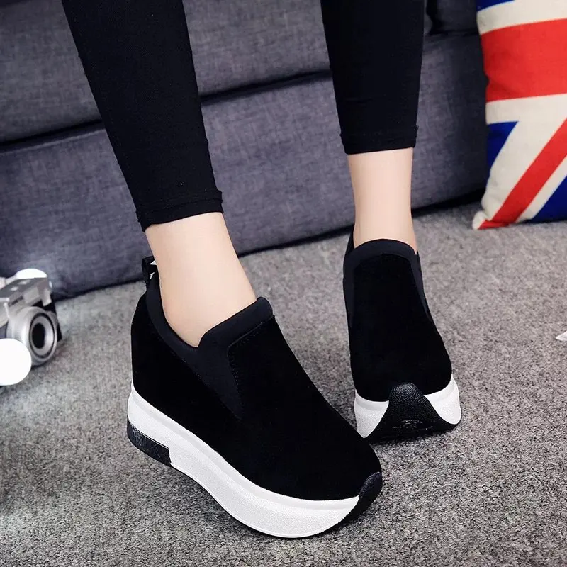 2019 женская обувь увеличивающая рост Модные женские лоферы на платформе