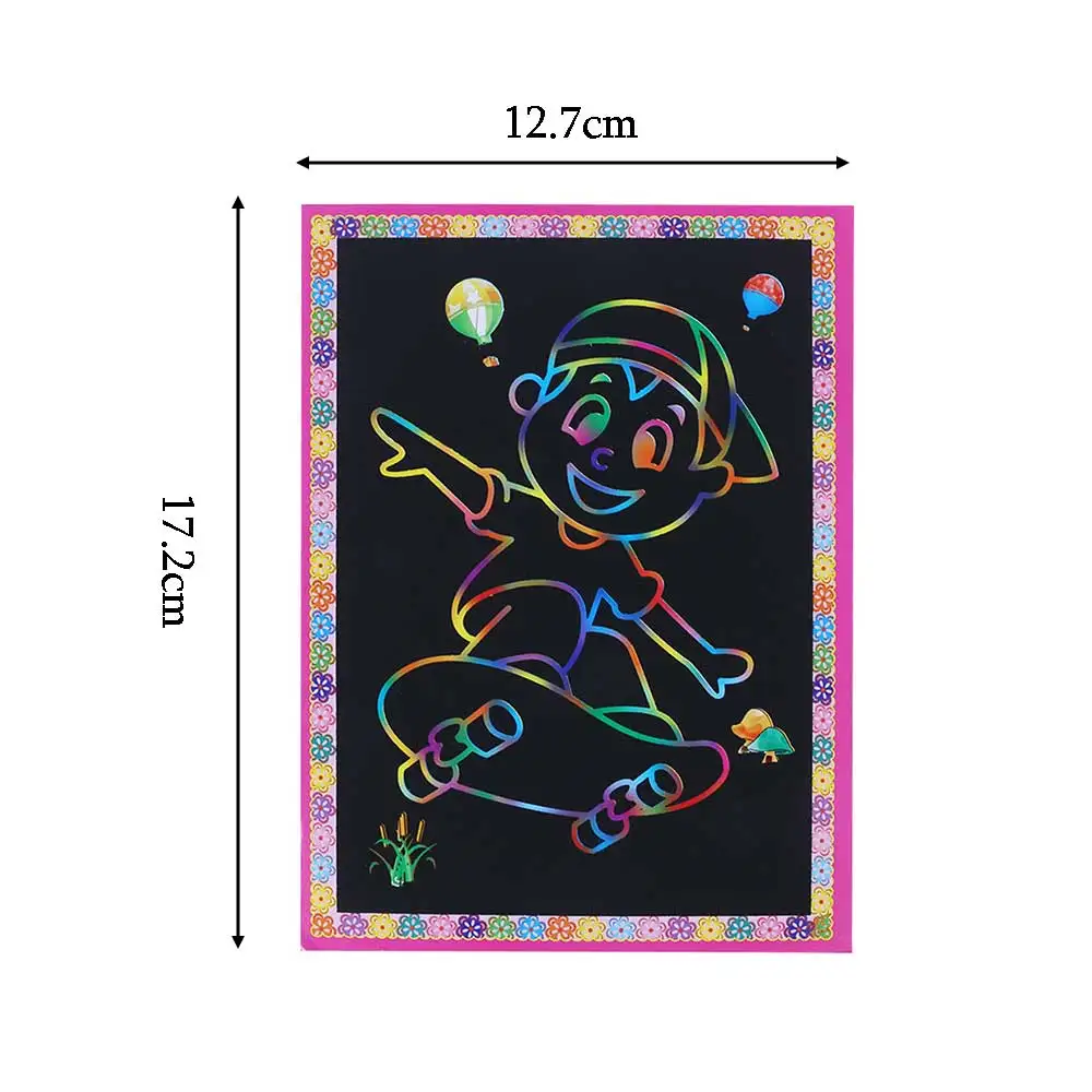 

1Pc HOT 12.7*17.2cm Magic Rainbow Scratch Book Paper Black DIY Coating Drawing Toys Scraping Painting Kids Xmas Gifts