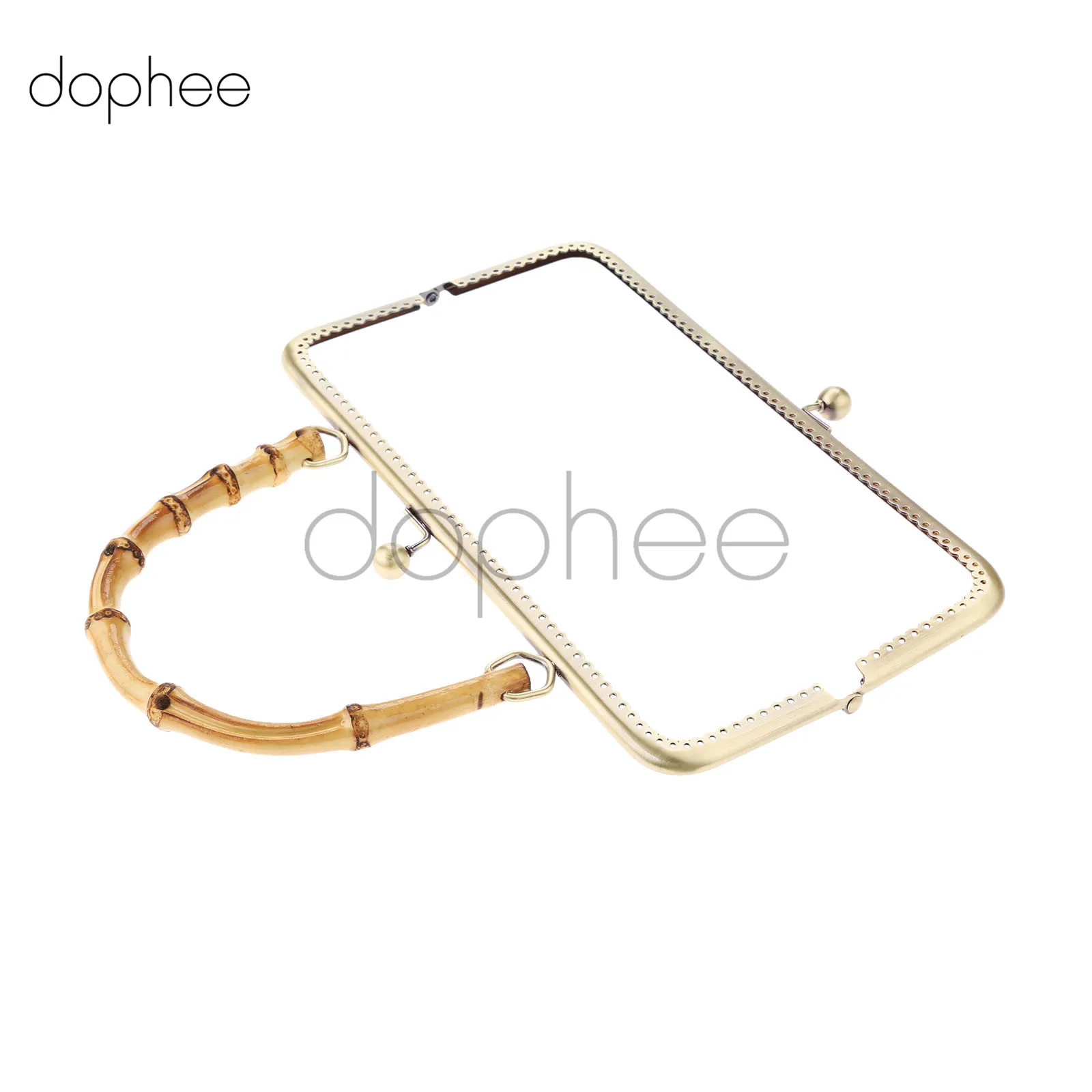 Dophee 1 шт. 20/25 см бронзовая металлическая рамка для кошелька, дужки с бамбуковой ручкой с механизмом поцелуем-застежкой замком для Сумки из натуральной кожи кошелек аксессуары