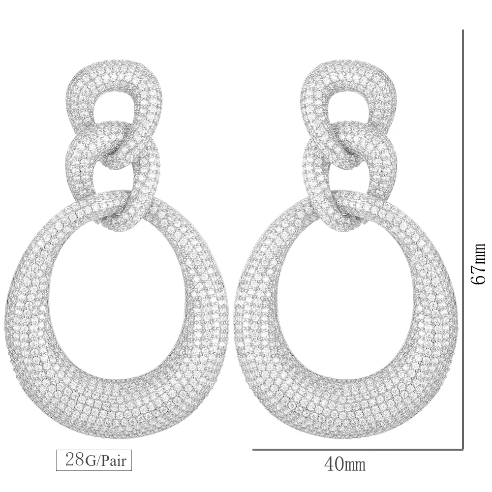Серьги GODKI 68 мм длинные большие изящные Роскошные Gemoetric с каплями воды кубическим