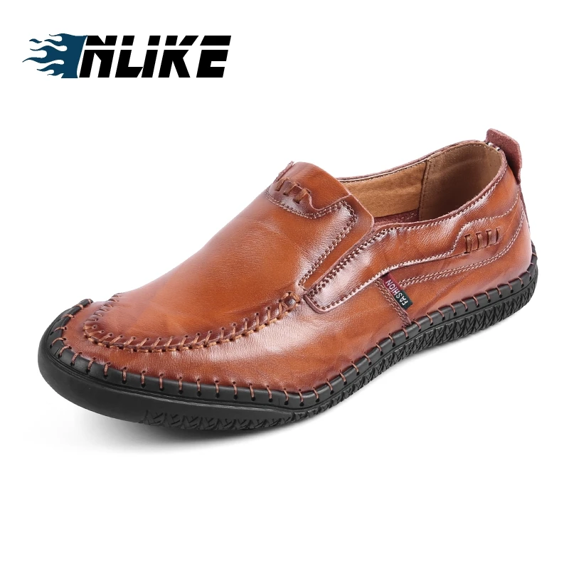 

INLIKE Men Shoes Male Loafers Flats Genuine Leather Comfortable Casual Boat Walking Driver Footwear Gommino Driving Shoes