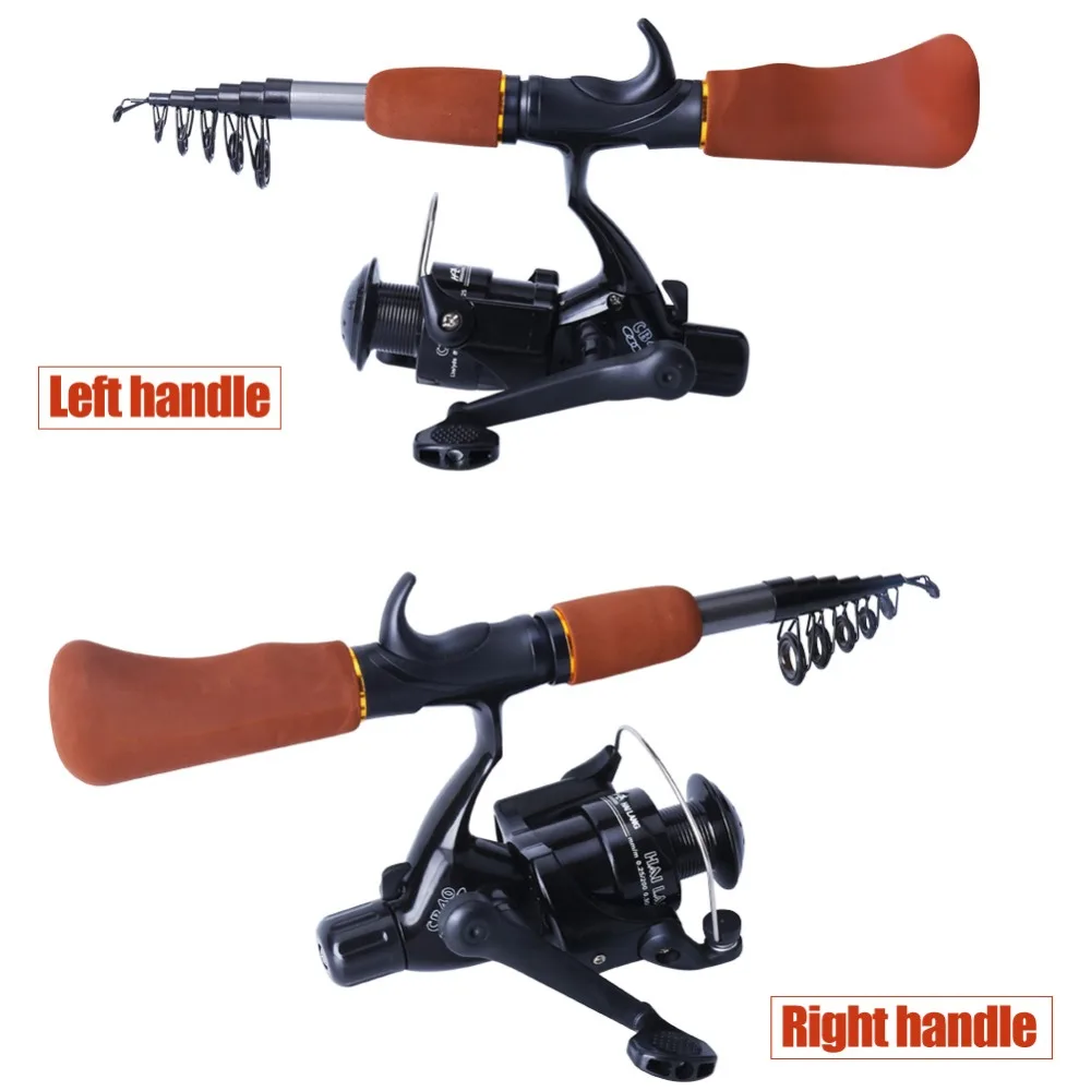 Sougayilang Спиннинг углерода Рыбалка набор стержень катушка Ice Комбо Телескопическая