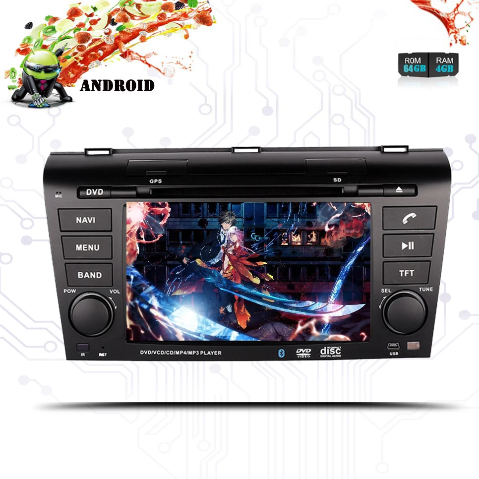 Android 9 0 2Din 1024*600 автомобильный DVD мультимедийный плеер для 2004 2005 2006 2007 2008 2009 Mazda 3