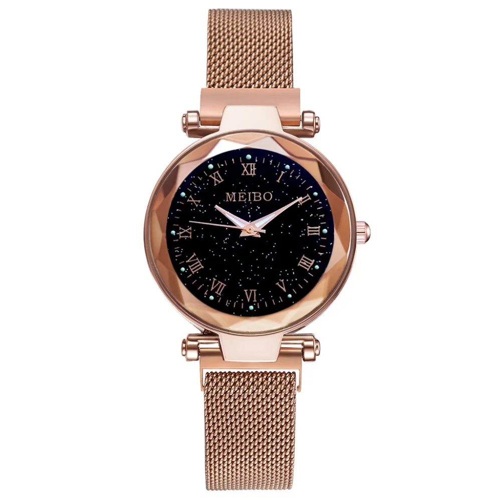 

Luxury Women Watches 2018 Ladies Rose Gold Watch Starry Sky Magnetic Waterproof Female Wristwatch relogio feminino reloj mujer#A