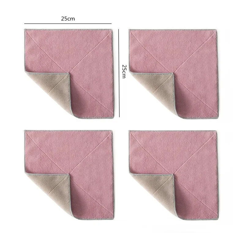 4 pcs Purple Coffee 4 шт./лот, домашнее кухонное полотенце, супер абсорбент, чистая ткань, салфетка для раковины, полиэфирное чистящее полотенце, бытовые чистящие инструменты - Цвет: 4 pcs Purple Coffee
