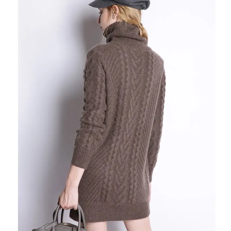GejasAinyu sweaters fashion women turtleneck sweater Long dress Loose knitting Pullover womens winter tops | Женская одежда