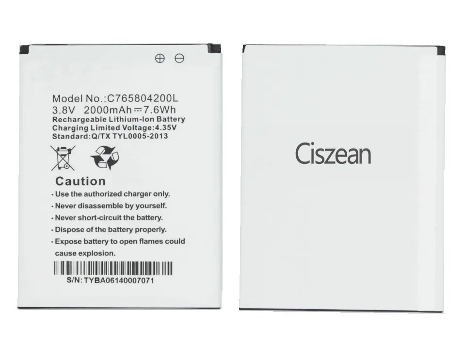 Ciszean 2x3 8 V 2000mAh Сменный аккумулятор + универсальное зарядное устройство C765804200L для