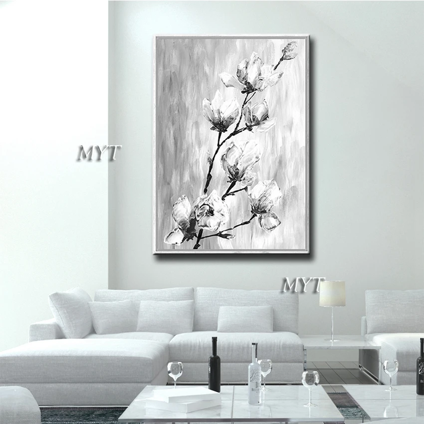 Hand-painted Abstract oil painting on Canvas wall art picture black and white orchids flower for living room Home decor unframed | Дом и сад