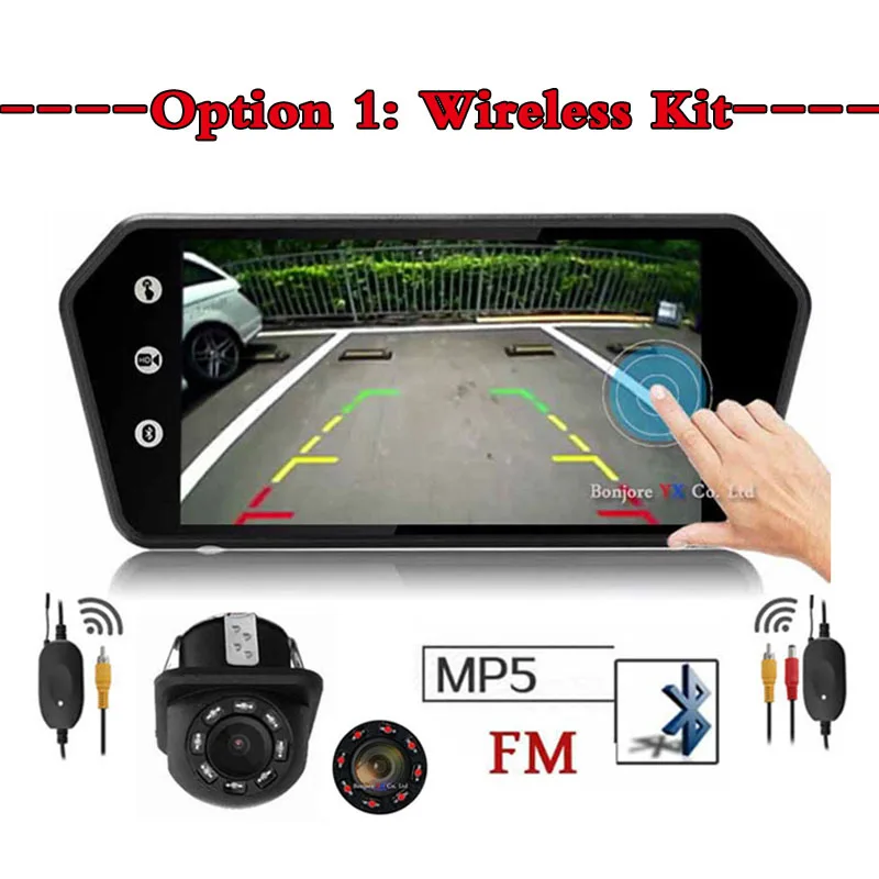 Wireless Kit Koorinwoo беспроводной приемник 7 дюймов Автомобильный монитор заднего вида цифровой сенсорный экран с MP5 bluetooth USB TF парковочная камера заднего вида - Цвет: Wireless Kit