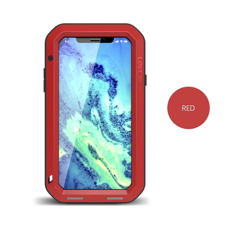 LOVE MEI мощный металлический противоударный алюминиевый чехол для Iphone XS 5," XR 6,1" XS Max 6," 5S SE 6 Plus водонепроницаемый чехол - Цвет: Красный