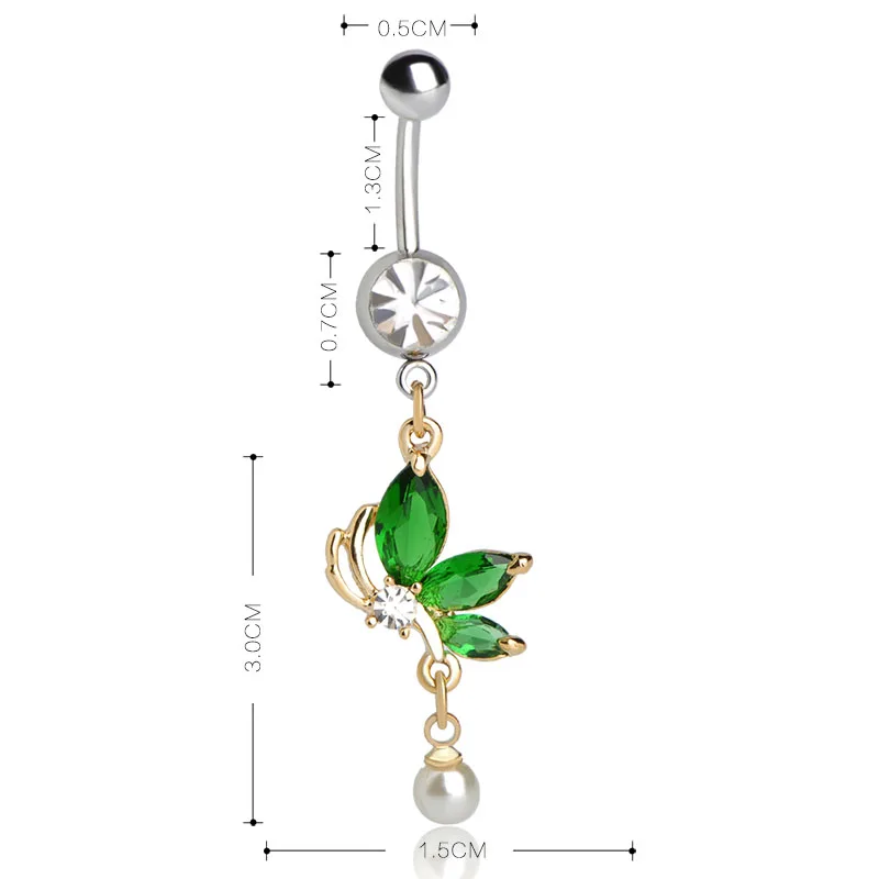 Funmor Exquisite Butterfly Shape Navel Button Rings Crystal Body Jewelry Women Girls Summer Club Bikini Decoration Accessories | Украшения