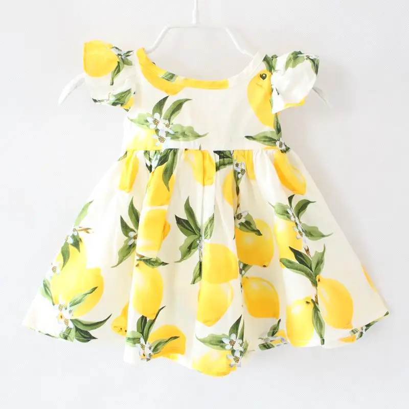 my little one 2016 New DG Print Lemon Ruffles Backless Cotton Baby Clothes | Детская одежда и обувь