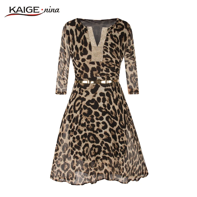 Kaige. Nina/Лидер продаж модное женское леопардовое платье повседневные