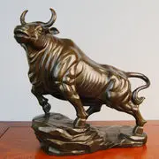 

31*29CM Size Art Bovine statuary Feng shui Anger OX Bull Statue copper craft tools wedding Decoration Brass real Brass Bronze