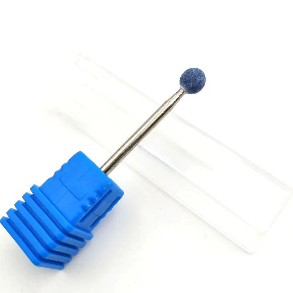 blue HYTOOS, 3 цвета, корунд, шариковое сверло для ногтей, 3/32 дюйма, вращающийся керамический камень, заусенцы, для маникюра, электрическая дрель, аксессуары, фрезы для ногтей, инструмент - Цвет: blue