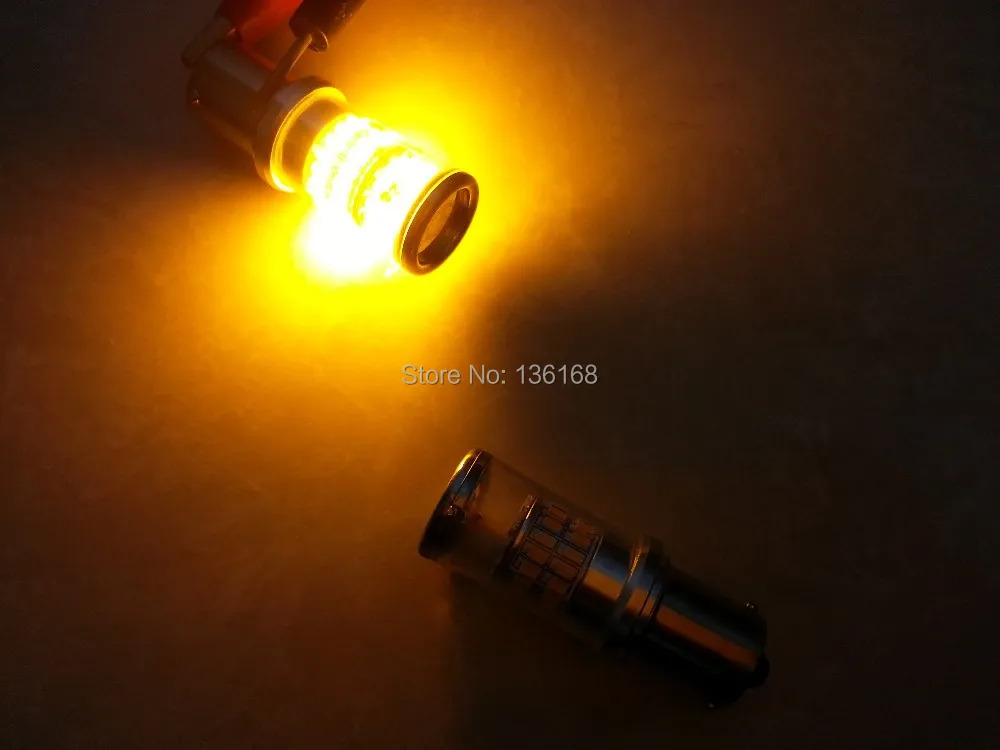 

2Pcs New!!3014 48SMD DC12-24V LED Light 1156 BA15S P21W 382 Amber/Yellow Car Break Reverse Stop Tail Lamp Bulbs