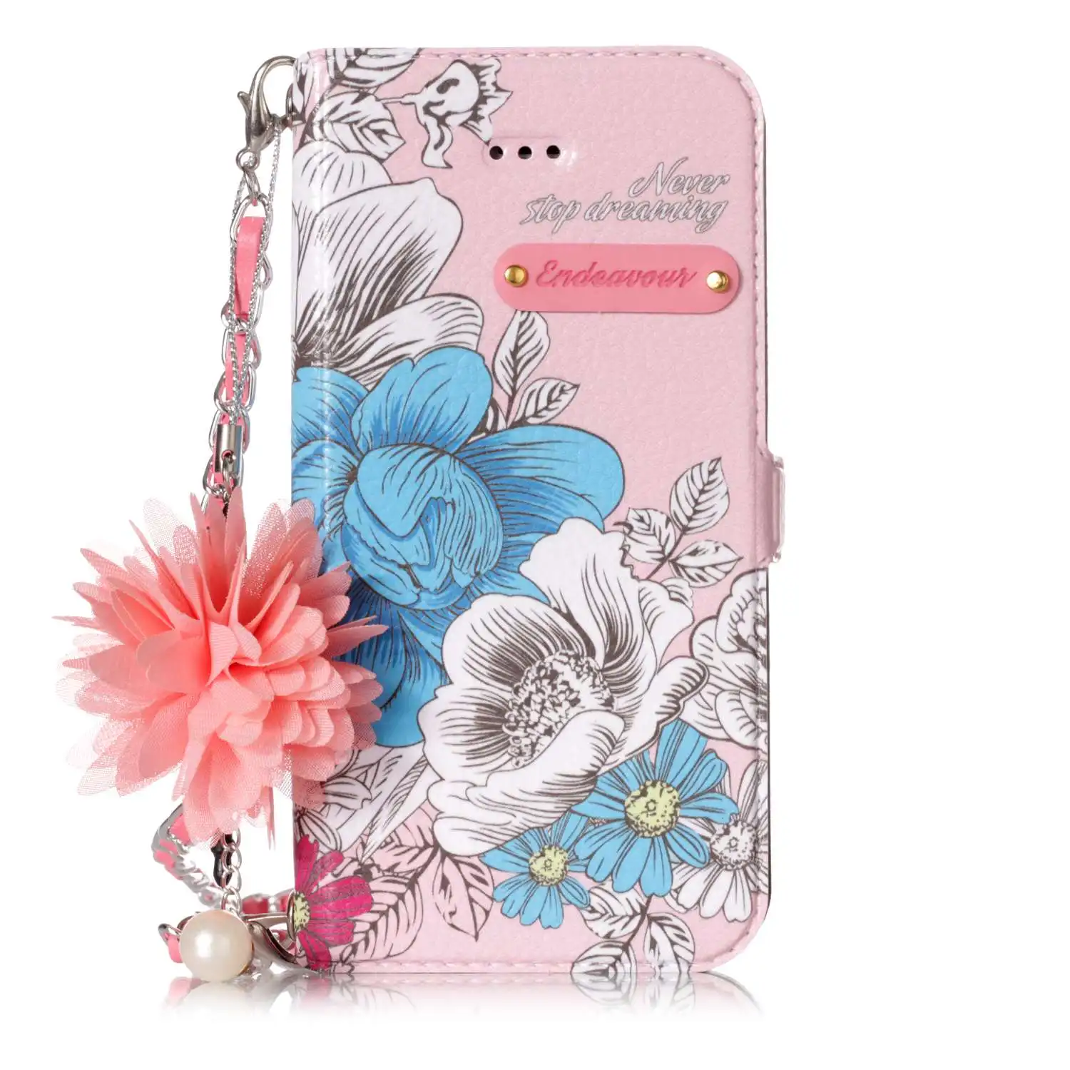 B Кожаный чехол для iPhone 5 5S SE с цветочным рисунком, откидной Чехол, Кошелек, Чехол для карт, для iPhone 11 Pro X XR XS Max 6 6s 7 8 Plus, ручная цепочка - Цвет: B