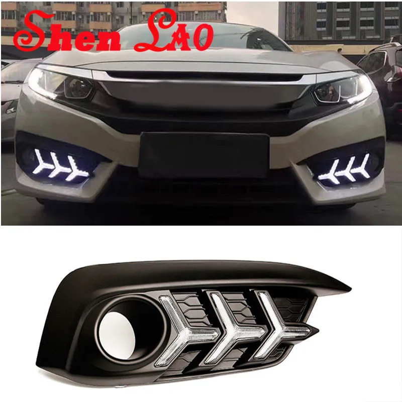 ShenLao drl светодиодные дневные ходовые огни Светодиодные Сигнальные для Honda civic 2016