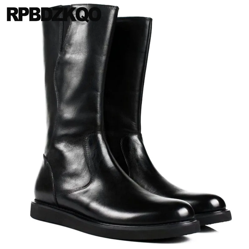 Осенние итальянские мужские кожаные высокие ботинки высококачественные до