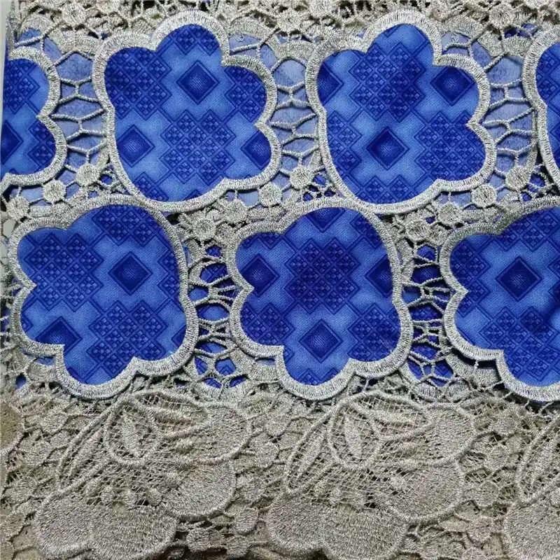 

High quality nigerian wedding african lace fabric 100% Cotton frence lace guipure cord lace fabric for wedding party 5yards
