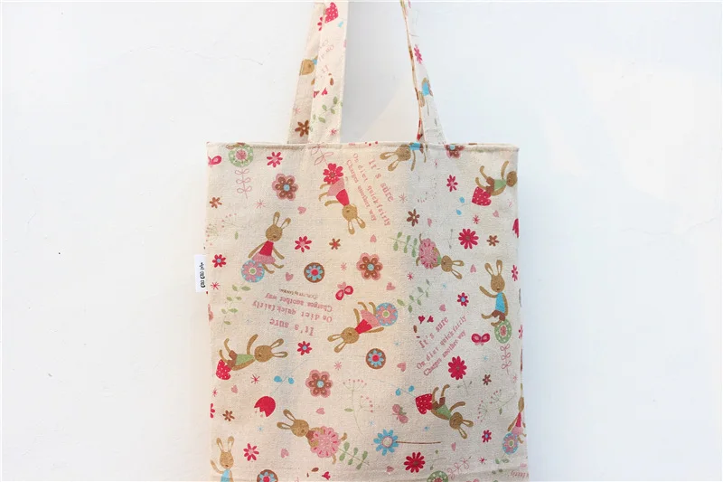 YILE Cotton Linen Shopping Tote Shoulder Carrying Bag Eco Reusable Printed Bunny rabbit Flower Easter Gift NEW L024 | Багаж и сумки